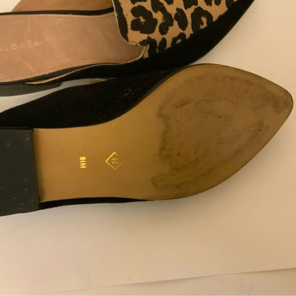 Halogen Corbin Leopard Print Calf Hair Black Suede Point Slide Women Mules 8.5M - Picture 5 of 6